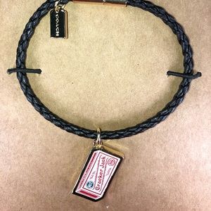 Coach Black Braided Leather Cracker Jack Bracelet